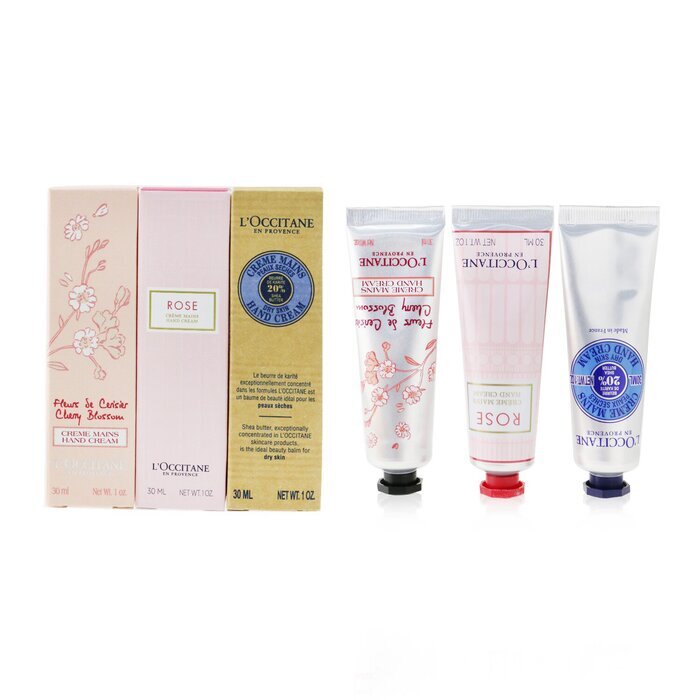 L'Occitane Lovelier Hands Set: 2xRose Hand Cream 30ml+2x Shea Butter Hand Cream 3ml+2x Cherry Blossom Hand Cream 30ml 6x30ml/1oz