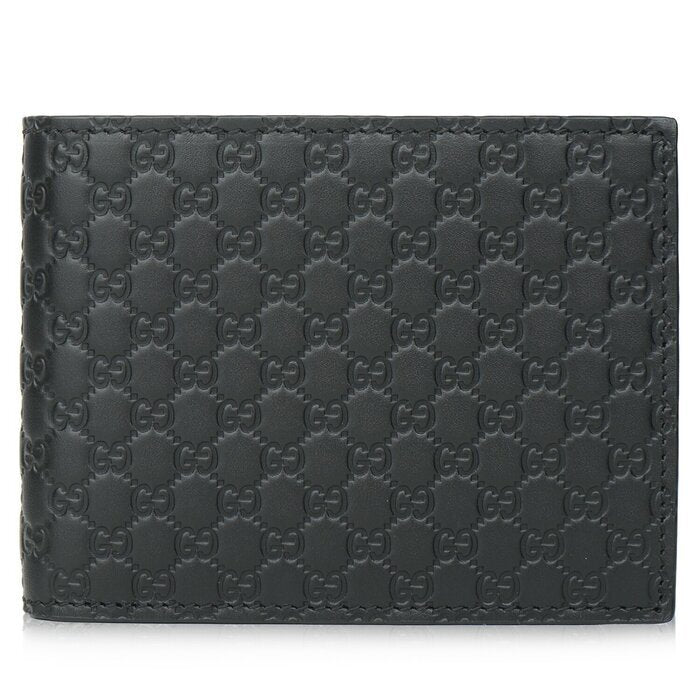 Leather Micro GG Guccissima Trifold Wallet 217044 Black