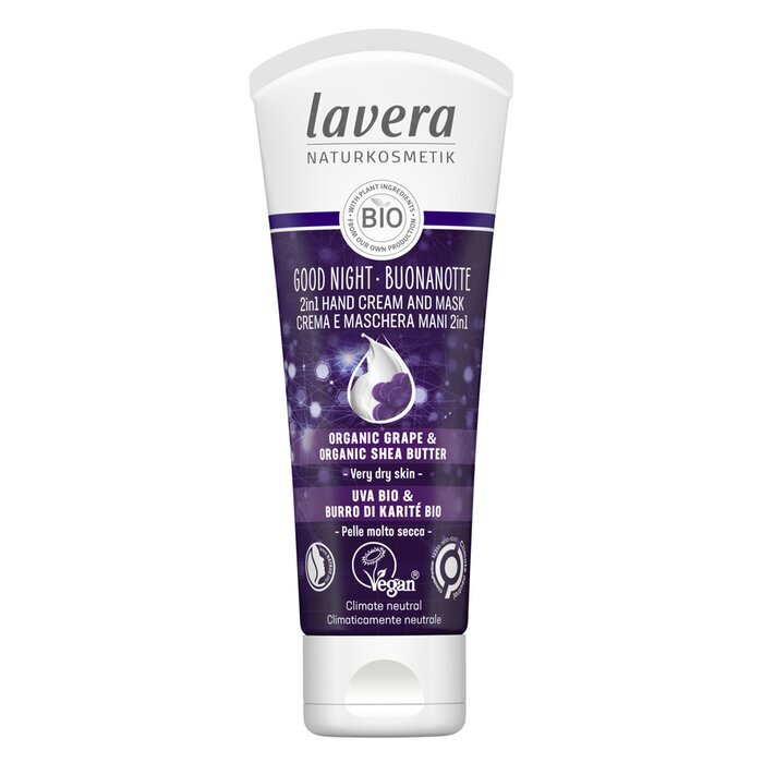 Lavera Good Night 2In1 Hand Cream & Mask Wirh Organic Grape & Organic Shea Butter - For Very Dry Skin 75ml/2.6oz