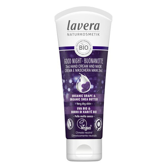 Lavera Good Night 2In1 Hand Cream & Mask Wirh Organic Grape & Organic Shea Butter - For Very Dry Skin 75ml/2.6oz