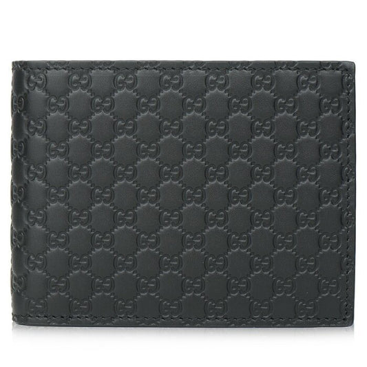 Leather Micro GG Guccissima Trifold Wallet 217044 Black
