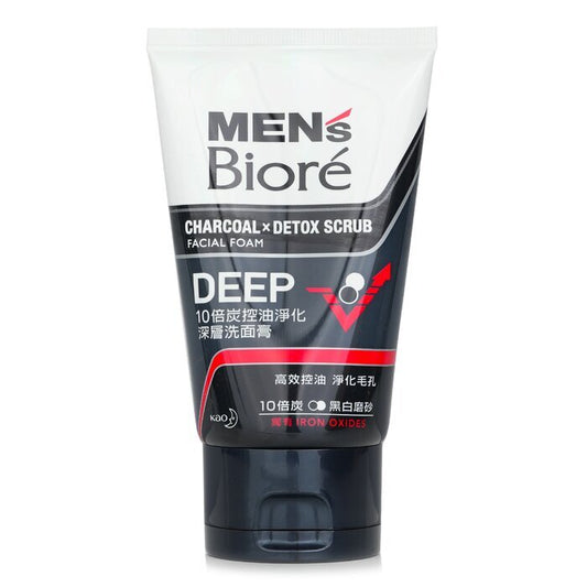 Biore Men's Charcoal x Detox Scrub Facial Foam Deep (with Iron Oxides) 100g