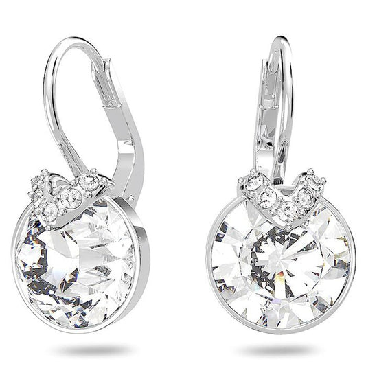 Swarovski Bella V drop earrings  5292855 - Round cut, White, Rhodium plated White