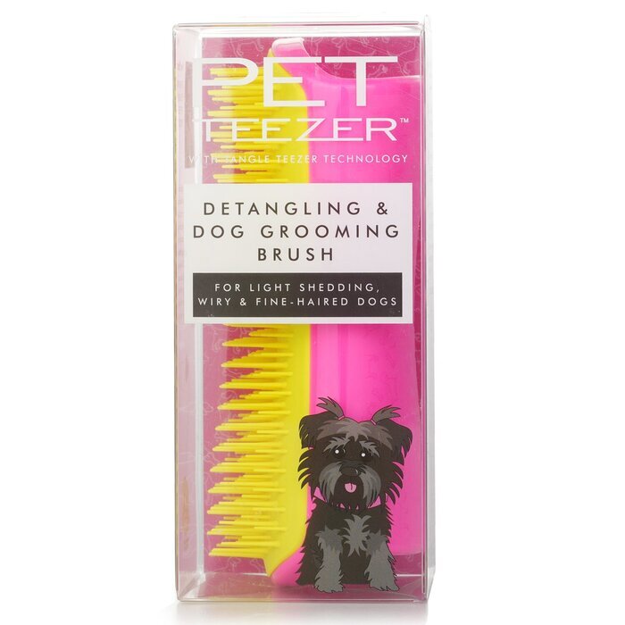 Tangle Teezer Detangling & Dog Grooming Brush (For Light Shedding, Wiry & Fine Haired Dogs) - # Pink / Yellow 1pcs